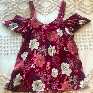 Blue Rain size M floral cold shoulder top